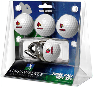 Louisville Cardinals Regulation Size 4 Golf Ball Gift Pack + CaddiCap Holder