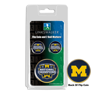 Michigan Wolverines 2023 Champions Flip Coin and 2 Golf Ball Marker Pack