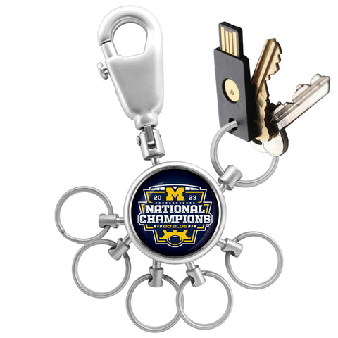 Michigan Wolverines 2023 Champions Collegiate Valet Keychain with 6 Keyrings
