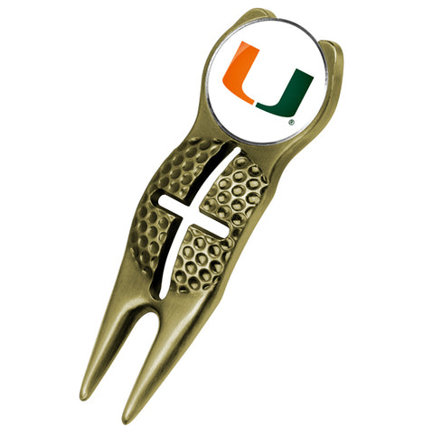 Miami Hurricanes - Crosshairs Divot Tool  -  Gold