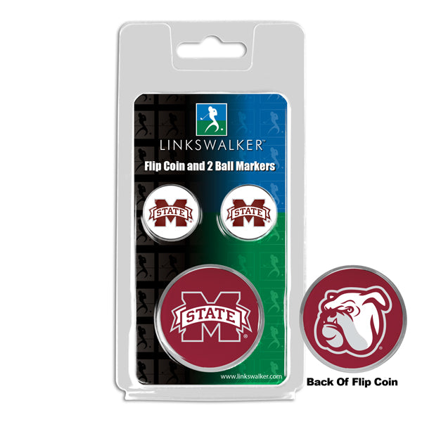 Mississippi State Bulldogs - Flip Coin and 2 Golf Ball Marker Pack