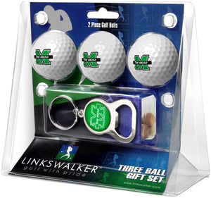 Marshall University Thundering Herd Regulation Size 3 Golf Ball Gift Pack with Keychain Bottle Opener