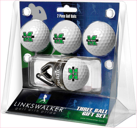 Marshall University Thundering Herd Regulation Size 4 Golf Ball Gift Pack + CaddiCap Holder