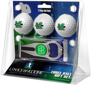 Marshall University Thundering Herd Regulation Size 3 Golf Ball Gift Pack with Hat Trick Divot Tool (Silver)