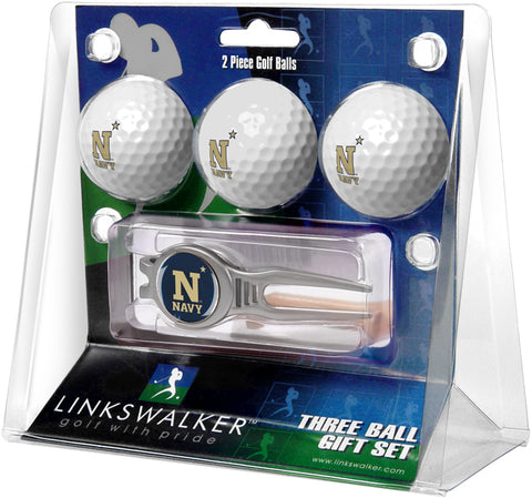 Naval Academy Midshipmen Regulation Size 3 Golf Ball Gift Pack with Kool Divot Tool