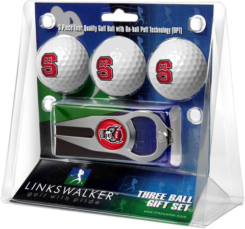 NC State Wolfpack - 3 Ball Gift Pack with Hat Trick Divot Tool