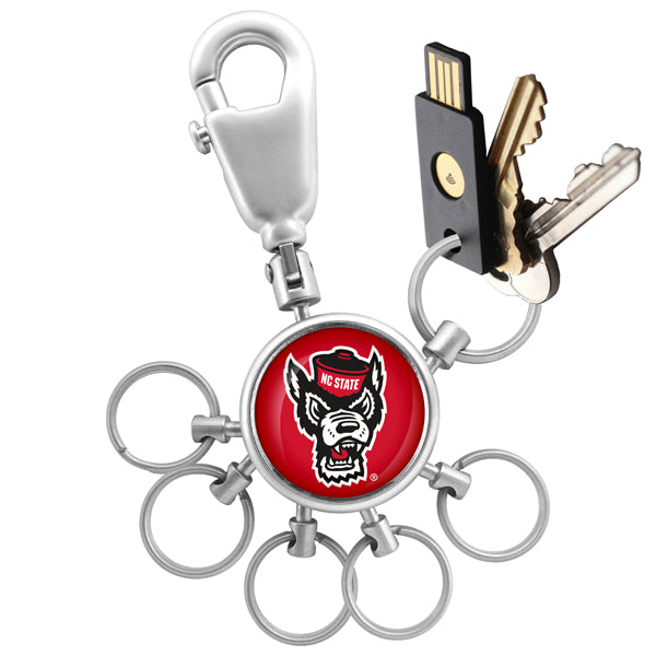 North Carolina State Wolfpack Collegiate Valet Keychain with 6 Keyrings