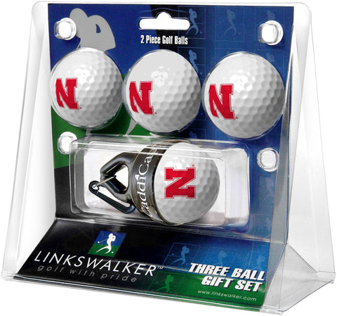 Nebraska Cornhuskers Regulation Size 4 Golf Ball Gift Pack + CaddiCap Holder