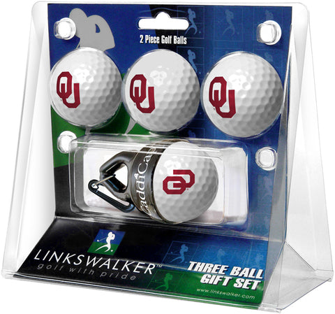 Oklahoma Sooners Regulation Size 4 Golf Ball Gift Pack + CaddiCap Holder