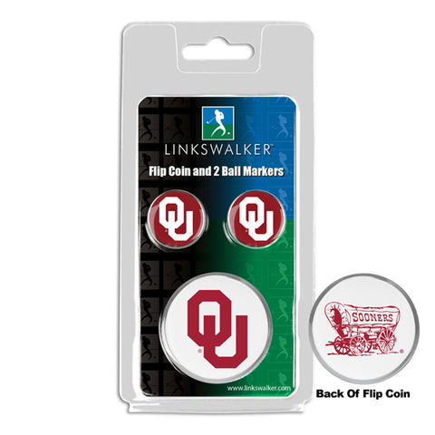 Oklahoma Sooners Flip Challenge Coin 2 Golf Ball Markers Pack