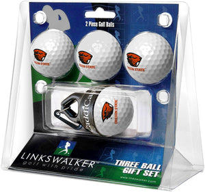 Oregon State Beavers Regulation Size 4 Golf Ball Gift Pack + CaddiCap Holder