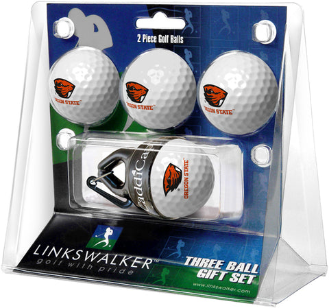 Oregon State Beavers Regulation Size 4 Golf Ball Gift Pack + CaddiCap Holder