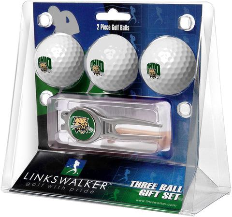 Ohio University Bobcats Regulation Size 3 Golf Ball Gift Pack with Kool Divot Tool