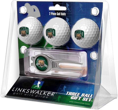 Ohio University Bobcats Regulation Size 3 Golf Ball Gift Pack with Kool Divot Tool