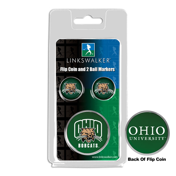 Ohio University Bobcats - Flip Coin and 2 Golf Ball Marker Pack