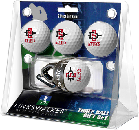 San Diego State Aztecs Regulation Size 4 Golf Ball Gift Pack + CaddiCap Holder