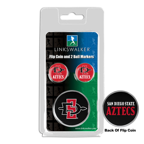 San Diego State Aztecs Flip Challenge Coin 2 Golf Ball Markers Pack