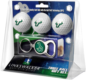 South Florida Bulls - 3 Ball Gift Pack with Key Chain Bottle Opener