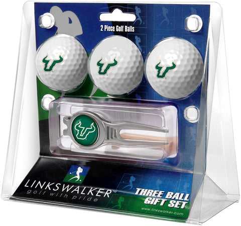 South Florida Bulls Regulation Size 3 Golf Ball Gift Pack with Kool Divot Tool