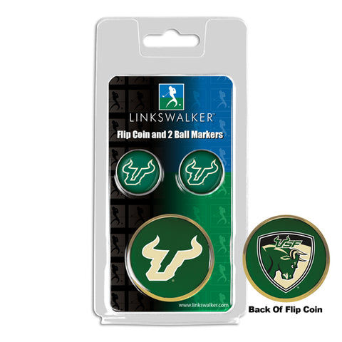 South Florida Bulls Flip Challenge Coin 2 Golf Ball Markers Pack