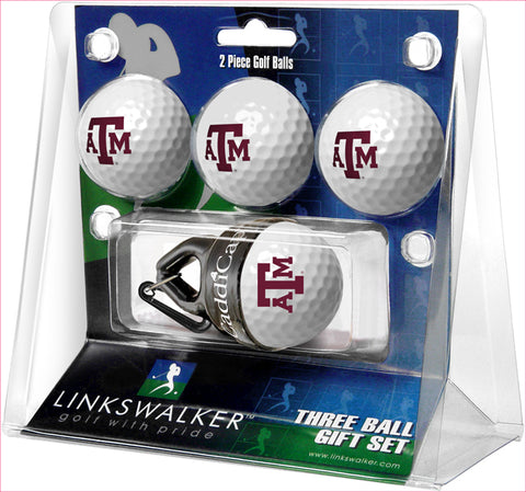 Texas A&M Aggies Regulation Size 4 Golf Ball Gift Pack + CaddiCap Holder