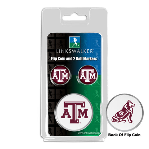 Texas A&M Aggies Flip Challenge Coin 2 Golf Ball Markers Pack