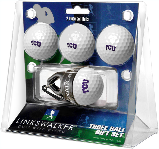Texas Christian Horned Frogs Regulation Size 4 Golf Ball Gift Pack + CaddiCap Holder