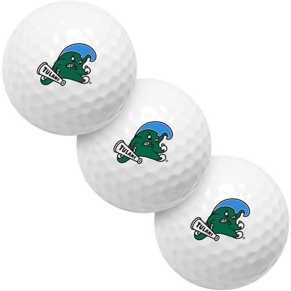 Tulane University Green Wave 3 Golf Ball Gift Pack 2-Piece Golf Balls
