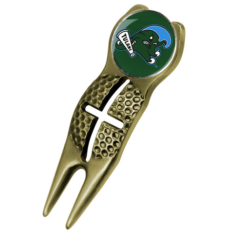 Tulane University Green Wave - Crosshairs Divot Tool  -  Gold