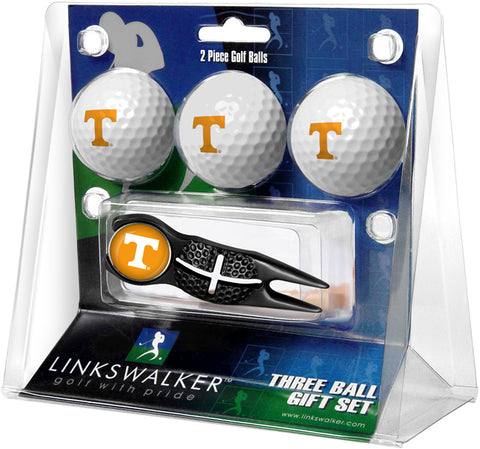Tennessee Volunteers Regulation Size 3 Golf Ball Gift Pack with Crosshair Divot Tool (Black)