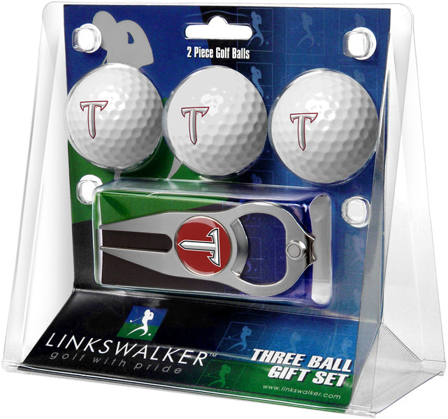 Troy Trojans Regulation Size 3 Golf Ball Gift Pack with Hat Trick Divot Tool (Silver)