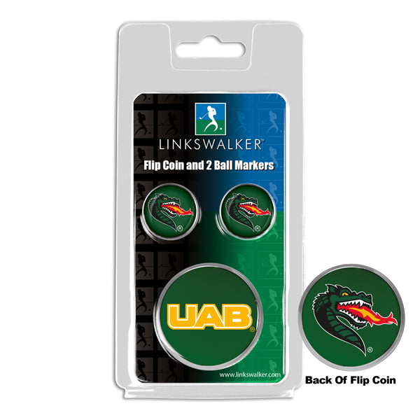 Alabama  -  UAB Blazers Flip Challenge Coin 2 Golf Ball Markers Pack