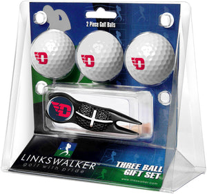 Dayton Flyers Regulation Size 3 Golf Ball Gift Pack with Crosshair Divot Tool (Black)