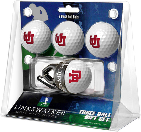 Utah Utes Regulation Size 4 Golf Ball Gift Pack + CaddiCap Holder