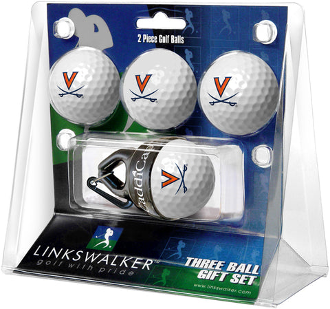 Virginia Cavaliers Regulation Size 4 Golf Ball Gift Pack + CaddiCap Holder