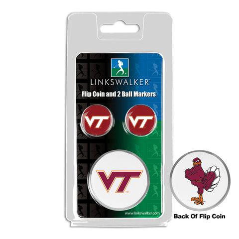 Virginia Tech Hokies - Flip Coin and 2 Golf Ball Marker Pack