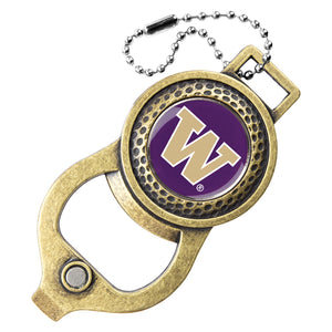 Washington Huskies Golf Bag Tag with Ball MArker Brass
