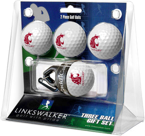 Washington State Cougars Regulation Size 4 Golf Ball Gift Pack + CaddiCap Holder