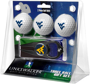 West Virginia Mountaineers Regulation Size 3 Golf Ball Gift Pack with Hat Trick Divot Tool (Black)