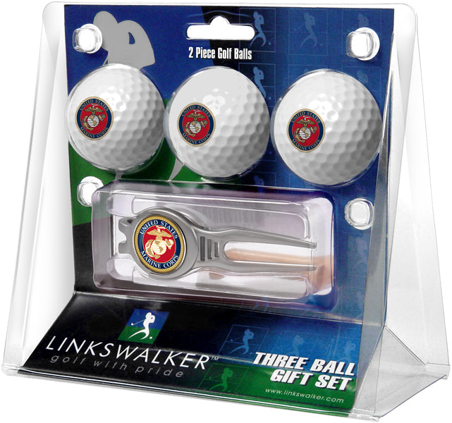 U.S. Marines Regulation Size 3 Golf Ball Gift Pack with Kool Divot Tool