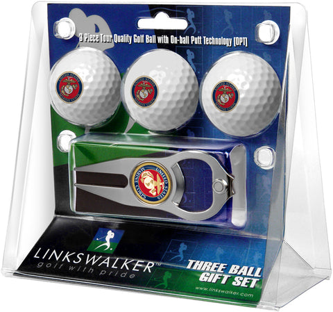 U.S.M.C 3 Ball Gift Pack with Hat Trick Divot Tool