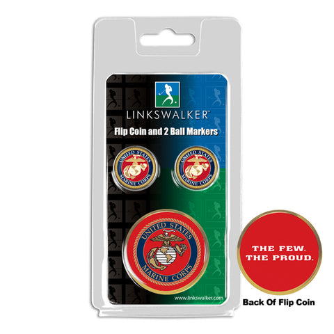 US Marines - Flip Coin and 2 Golf Ball Marker Pack