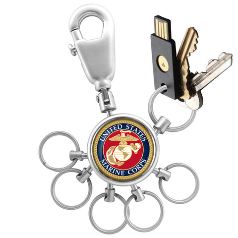 Officially Licensed U.S.M.C. Valet Keychain with 6 Keyrings