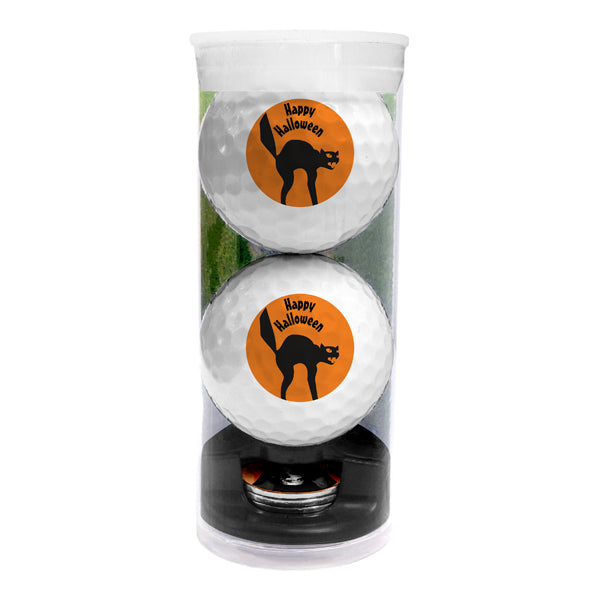 DisplayNest Golf Ball Gift Pack - Halloween Black Cat