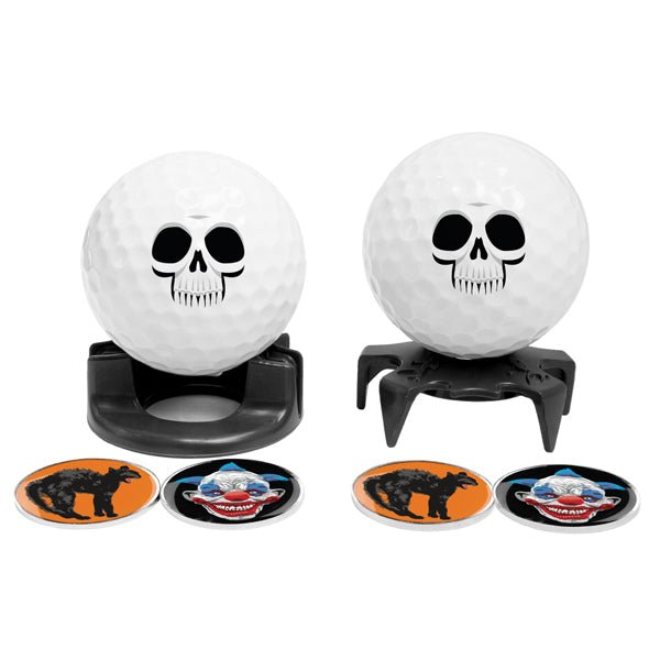 DisplayNest Golf Ball Gift Pack - Halloween Skull Face