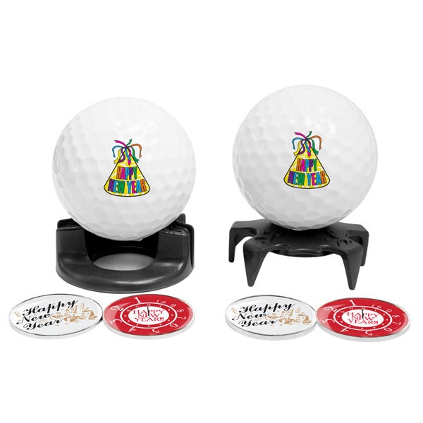 DisplayNest Golf Ball Gift Pack - New Year Party Hat