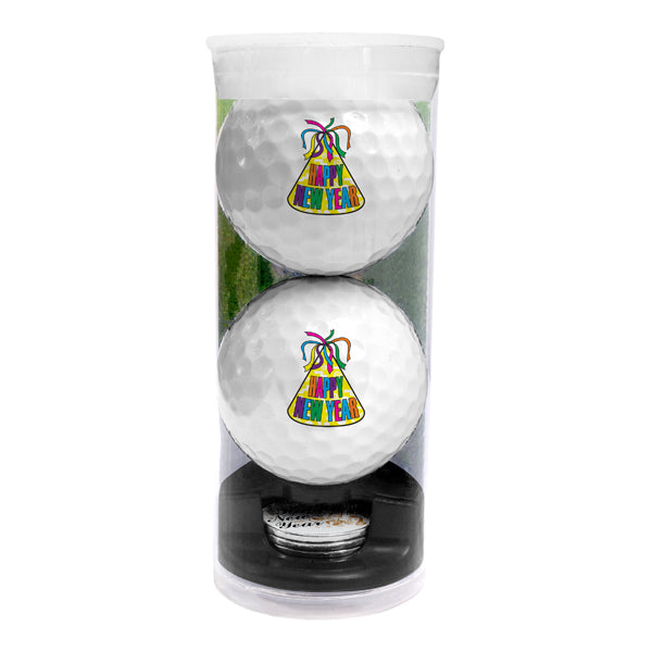 DisplayNest Golf Ball Gift Pack - New Year Party Hat