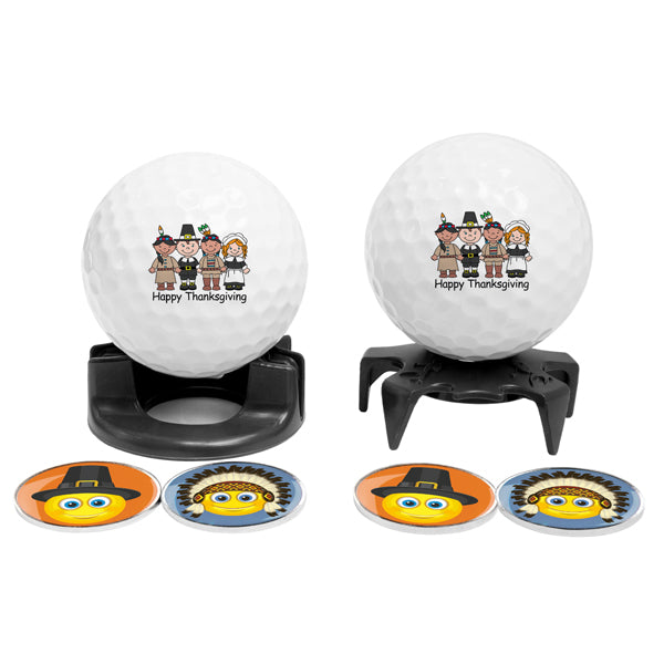 DisplayNest Golf Ball Gift Pack - Thanksgiving Pilgrims