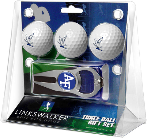 Air Force Falcons Regulation Size 3 Golf Ball Gift Pack with Hat Trick Divot Tool (Silver)