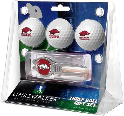 Arkansas Razorbacks Regulation Size 3 Golf Ball Gift Pack with Kool Divot Tool